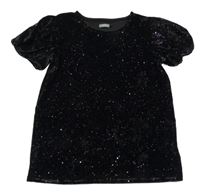 Černé sametové třpytivé tričko Next