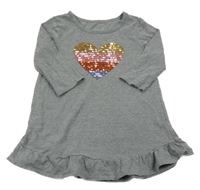 Šedé šaty se srdcem z flitrů 