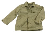 Khaki prošívaná plátěná lehce zateplená košilová bunda F&F