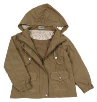 Hnědá šusťáková jarní bunda s motýlkem a kapucí Topolino