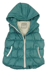 Zelená šusťáková zateplená vesta s kapucí Next