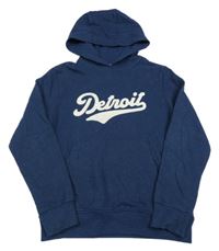 Tmavomodrá mikina s nápisem a kapucí Next