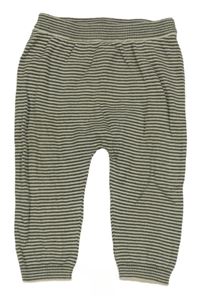 Khaki-smetanové pruhované pletené tepláky Tu