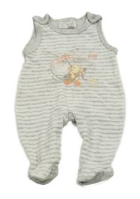 Bílo-šedé pruhované sametové dupačky s oslíkem Ergee