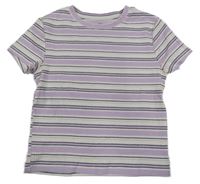 Lila-bílo-černé pruhované žebrované crop tričko H&M