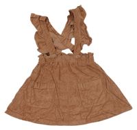 Broskvová manšestrová laclová sukně s volánky River Island