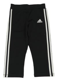 Černo-bílé crop sportovní legíny s pruhy Adidas