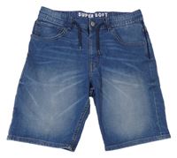 Tmavomodré teplákové riflové kraťasy H&M