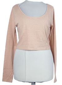 Dámské růžové žebrované crop triko H&M