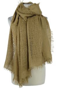 Nové - Dámská béžová perforovaná šála Luxe 