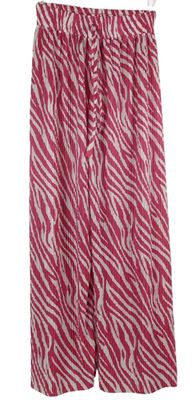 Dámské tmavorůžovo-bílé vzorované plisované palazzo kalhoty 