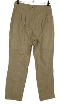 Dámské béžové koženkové kalhoty Topshop 