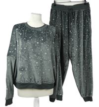 Dámské tmavošedé hvězdičkované plyšové pyžamo Next 