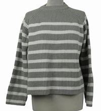 Dámský šedo-bílý pruhovaný svetr M&S