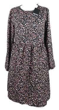 Nové - Dámské černo-růžové kytičkované šaty Pieces 