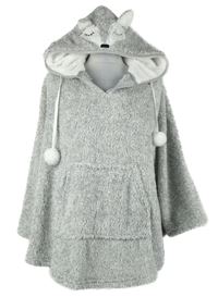Dámské šedé melírované pončo s kapucí TEX 