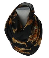 Dámská černá límcová šála s jaguáry 