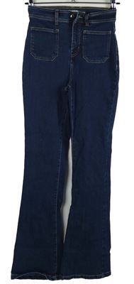 Dámské tmavomodré zvonové rifle George 