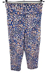 Dámské modro-růžovo-bílé vzorované capri sportovní legíny F&F