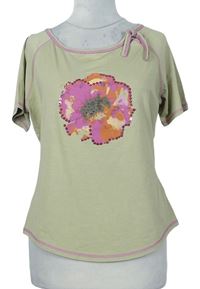 Dámské světlekhaki tričko s květem Apriori