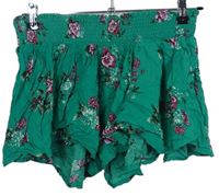 Dámské zelené květované sukňové kraťasy Primark 