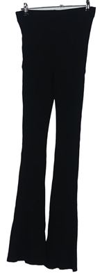 Dámské černé žebrované zvonové teplákové kalhoty H&M