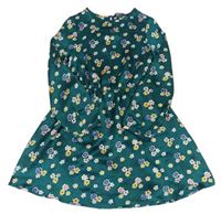 Smaragdové květinové saténové šaty M&S