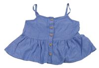 Modrý crop top s knoflíčky H&M