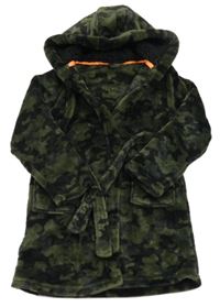 Khaki army chlupatý župan s kapucí Matalan
