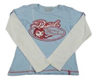 Modro-bílé triko s potiskem H&M