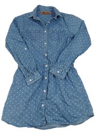 Modré lehké riflové šaty se srdíčky 