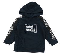 Tmavomodro-černá pruhovaná mikina s nápisem a kapucí River Island