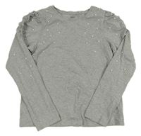 Šedé třpytivé triko s perličkami Next