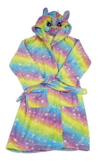 Barevný chlupatý župan s kapucí - jednorožec