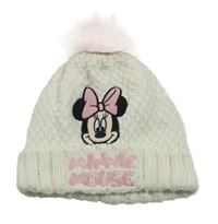 Bílá čepice s Minnie a bambulí C&A vel.128-152