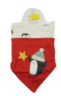 Nové - 2x slinták s tučňákem červený + bílý M&S