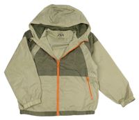 Khaki-béžová šusťáková jarní bunda s kapucí Zara
