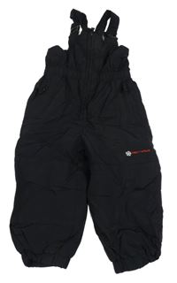 Černé šusťákové laclové oteplovačky s nápisem