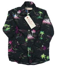 Nové - Černá košile s palmami 