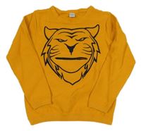 Žlutý žebrovaný svetr s tygrem Dopodopo