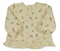 Smetanová prošívaná mikina s kytičkami Nutmeg