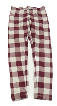 Vínovo-bílé kostkované legíny 