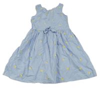 Modro-bílé pruhované plátěné šaty s citrony H&M