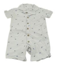 Modro-bílý pruhovaný kraťasový overal s velrybami F&F