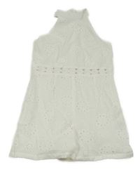 Bílý perforovaný kraťasový overal Shein