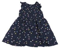 Tmavomodré bavlněné šaty s motýlky H&M