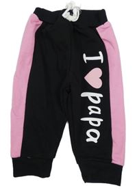 Černo-růžové tepláky s nápisem