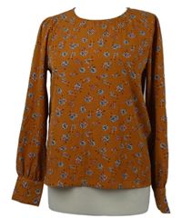 Dámská medová halenka s květinovým vzorem Ichi