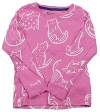 Růžové pyžamové triko s kočkami tu