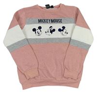 Růžovo-šedo-bílá mikina s Mickeym Disney